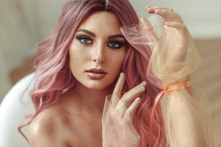Girl with pink hair
