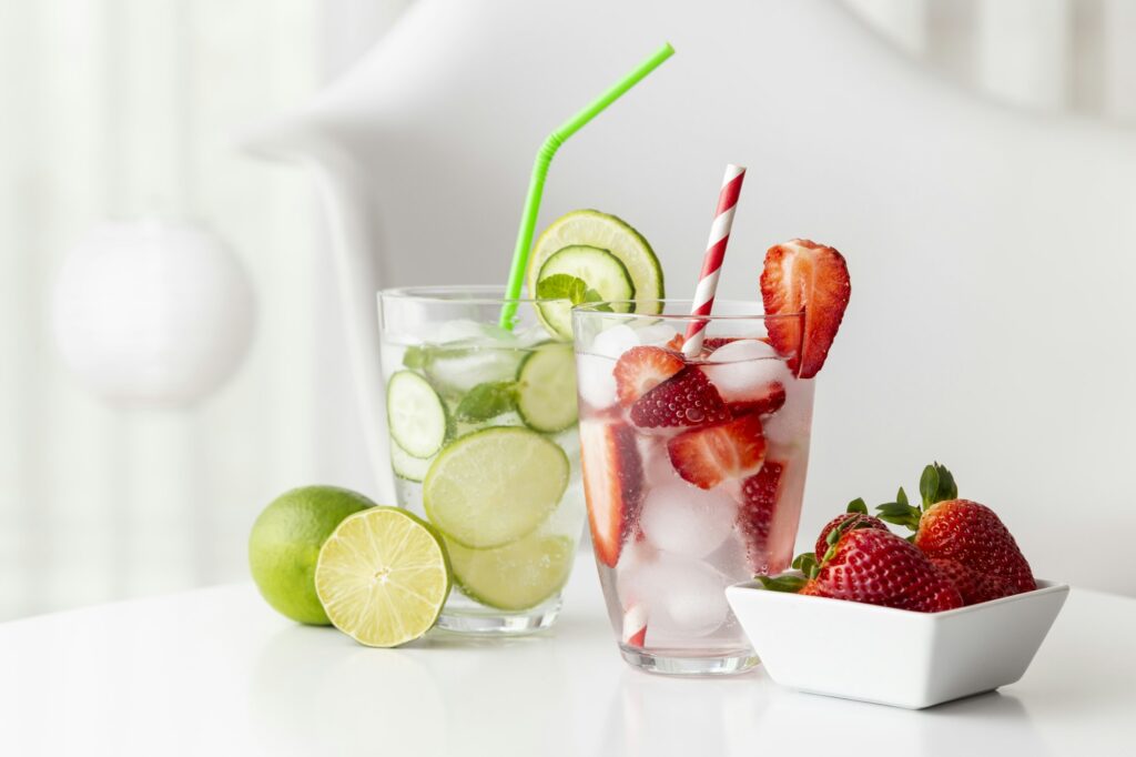 Icy infused waters staying hydrated