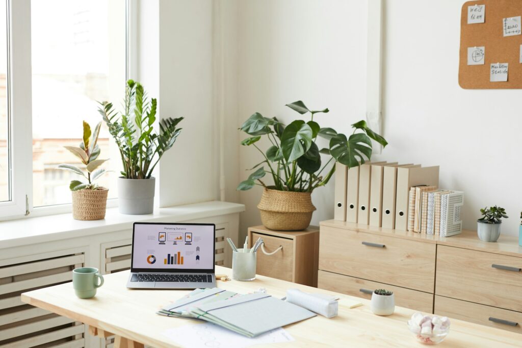 Home Office Workplace with Wooden Accents